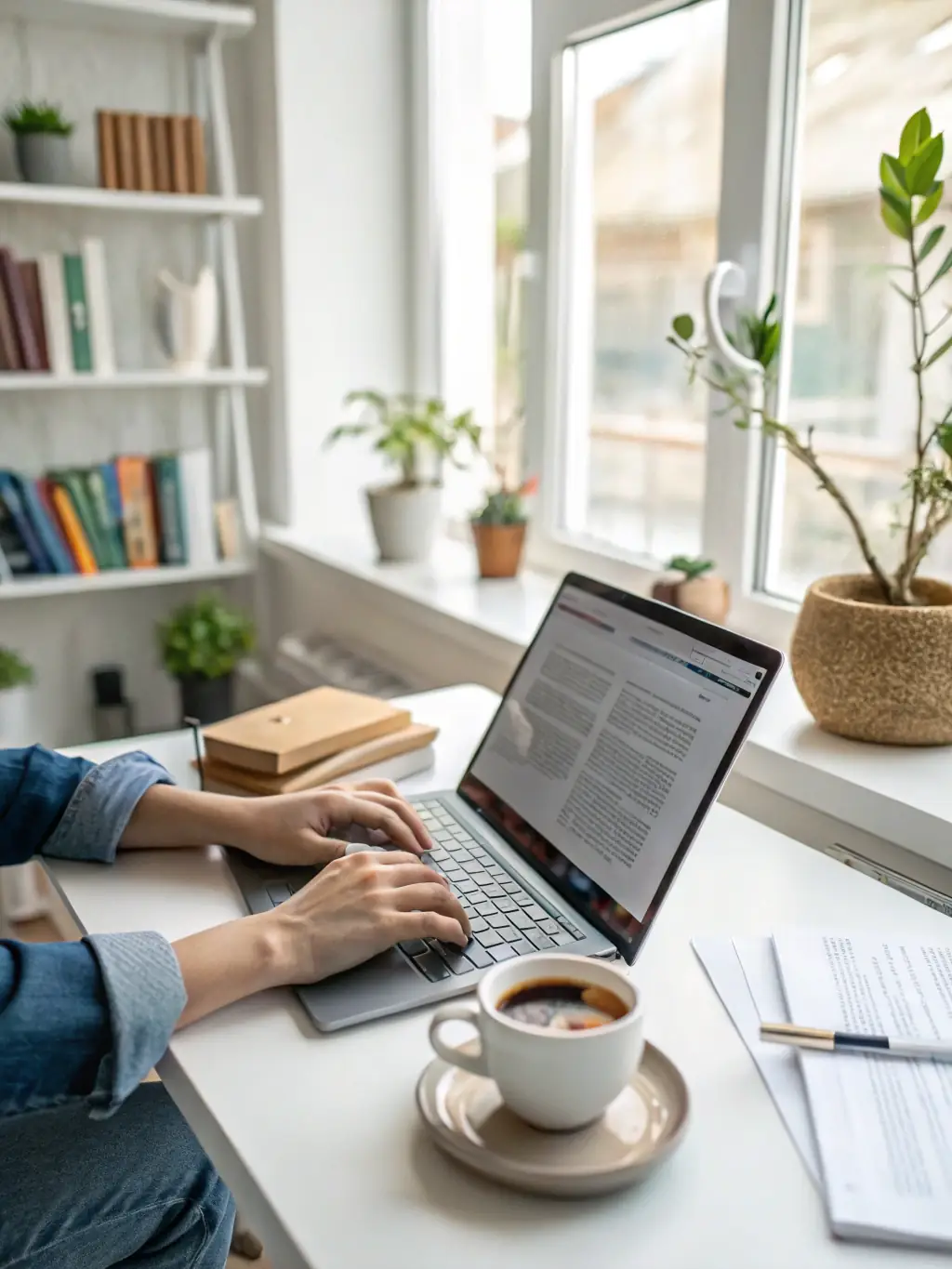 A blog post being written on a laptop, with elements of content strategy and planning visible.