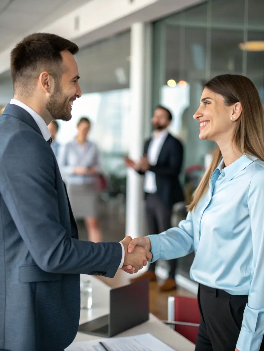 A professional shaking hands with a vendor representative, symbolizing effective vendor management and collaboration for seamless IT operations.